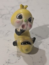  Vintage Josef Originals Caterpillar Shocked/Happy Worm Figurine Japan YLW /GRN picture