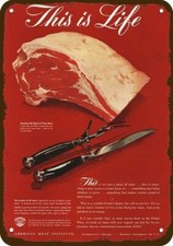 1946 AMERICAN MEAT INSTITUTE Vintage-Look-Edge DECORATIVE REPLICA METAL SIGN picture