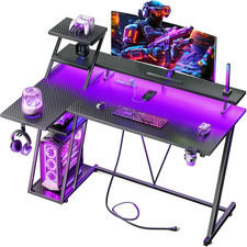 40 Inch Gaming Desk with LED Lights & Power Outlet, L Shaped Computer Gaming Tab picture