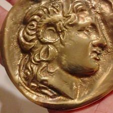 Bronze Round Relief Medallion/Coin with Classical Profile Head Design picture