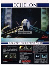 1988 Access Echelon 3-D Space Flight Simulator Commodore 64 128 Vintage Print Ad picture