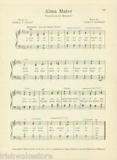 UNIVERSITY OF MISSOURI Original Vintage Song Sheet c 1927 