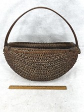 antique splint wall basket flat back half basket NH Woodland shaker rare 13 in.  picture