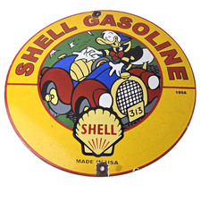 Vintage Shell Gasoline Sign - Old Automobile Gas Oil Pump Porcelain Sign picture