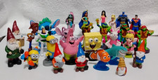 Large Mixed Cartoon Figurine Lot (28 Pc) SpongeBob Minion Barbie Stitch Turtles picture