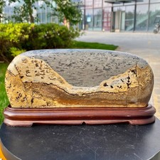 2.53LB Beautiful Natural Chinese Dendritic Limestone Picture Stone Guohua - Rare picture
