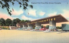 Toll Plaza New Jersey Turnpike Linen Old Cars 1930s Highway Vtg Postcard D52 picture
