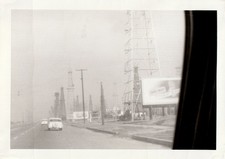 Vintage Photo 1950s Oil Well Derricks Juicy Fruit Gum Billboard Classic Cars USA picture