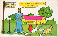 Comic PC * Laff Gram Woman w/ Hen & Rooster 