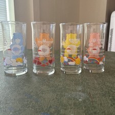 Vintage 1983 Pizza Hut Care Bears Glasses Set of 4 Libbey Complete Set EXCELLENT picture