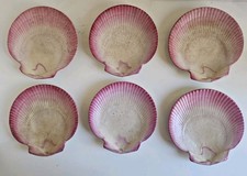 Antique Wedgwood Pink Pearlware Scallop Shell Plates c.1860s - Rare - Numbered. picture