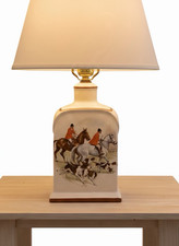 Vintage Hand-Painted Porcelain Fox Hunt Table Lamp - Equestrian Scene with Hound picture