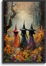 Halloween Horror Witch Canvas Wall Art Dark Academy Witch Painting Picture Wall picture