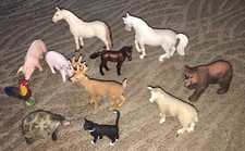 Schleich Animals Lot of 11 Bear Pigs Horses Turtle Rooster Cat Deer Sheep picture