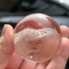 50mm Natural clear Crystal sphere quartz polished ball rainbow Reiki energy picture