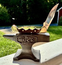 Buck 055 Folding Pocket Knife 2009 Custom Finger Grooves Hand Finished + Sheath picture