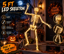 5FT LED Lighted Skeleton Halloween Decoration Poseable Bone Figure picture