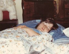 1970's Large Thick Middle Aged Woman Sleeping Retro Bedroom Photo Snapshot Vtg picture