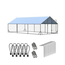 Outdoor Metal Chicken Coop,Metal Chicken Coop w/Run, Walk-in Poultry, 19.6'x9.8' picture