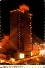 Harrah's Hotel and Casino Reno Nevada Night Scene Continental Chrome Postcard picture