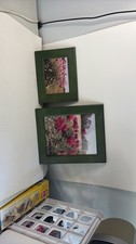 Pair of Vintage Green Wood Floral Art Frames picture