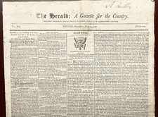 1796 NY Newspaper Geo Washington Opens lands In NW Territory picture