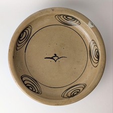 Antique Seto Uma no me Horse eye Plate Edo Era Japanese Pottery 12.2in picture