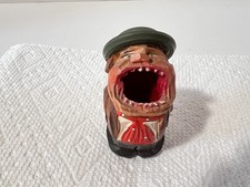 ANRI STYLE WOOD CARVED FOLK ART BIG MOUTH MATCH OR TOOTHPICK HOLDER picture