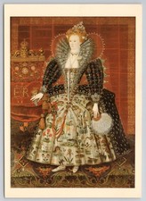 Queen Elizabeth I 1592 Portrait Postcard Hardwick Hall Derbyshire UK 1985 picture