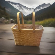 Longaberger 1999 Large Rectangular Magazine Basket With Protector Pre Owned picture