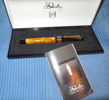 DELTA 365 ORANGE CRACKED ICE VERMEIL TRIM ROLLERBALL PEN & CASE/925 picture