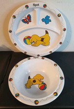 Vintage Spot The Puppy Dog Eden Child’s Plate & Bowl Set Plastic Eric Hill 1993 picture