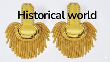 Gold Bullion Military Officer  Shoulder epaulettes Fringe Embroidered Napoleonic picture