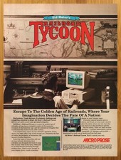 1991 Railroad Tycoon PC Vintage Print Ad/Poster Train Computer Game Wall Art 90s picture