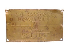 VTG C-E RAYMOND BOWL  MILL METAL MACHINERY NAME PLATE/SIGN RAISED LETTERING picture