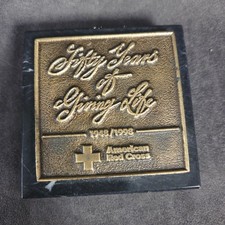 American Red Cross 50th Anniversary Marble Paperweight 1948-1998 Giving Life 3x3 picture