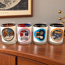 Vintage 1970s NASA HouzeArt Skylab Space Station Glasses Set of 4 picture