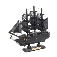 Beachcombers  6 x 6 Inch Black Pearl Pirate Ship Wood Tabletop Figurine picture