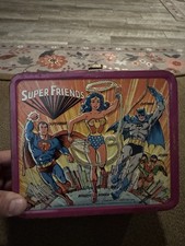 Super Friends DC Comics 1976 Vintage Metal Lunchbox Superman -Batman -Robin picture