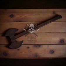 Handcrafted Medieval Wooden Double-Headed Axe – Decorative & Re-enactment picture