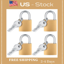 4 Pack Small Brass Padlocks with Keys Same Key Locks for Lockers Toolbox More f picture