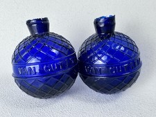(2) 1880s Van Cutsem St. Quentin COBALT BLUE GLASS Target Ball Quilted Trapshoot picture