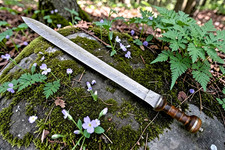 CUSTOM MADE FORGED DAMASCUS STEEL GLADIATOR GLADIUS SWORD W LEATHER COVER 2913 picture