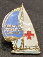 Vintage American Red Cross Long Beach California Chapter Lapel Pin picture