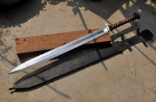Handmade 32 inches 5160 Carbon Steel Hunting/ Camping Sword with Leather sheath picture
