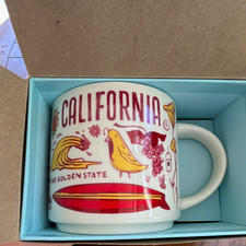 Starbucks Been There Series California Coffee & Tea Mug White/Red/Yellow w/ Box picture