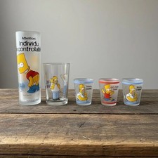 Vintage The Simpsons 2000 FOX Glassware Set Bart Homer Tropico Diffusion Lot picture