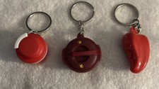 3 Tupperware Red Mini Chop n Prep, Chili & Microwave Pressure Cook Keychains New picture