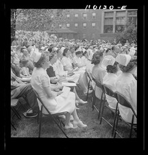 Detroit Michigan 1942 Harper Hospital flag presentation nurses ceremony picture