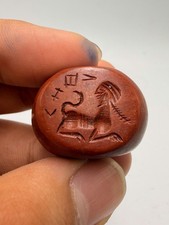 Ancient Roman Sassan King Sphinx Garnet Stone Seal Stamp Bead picture
